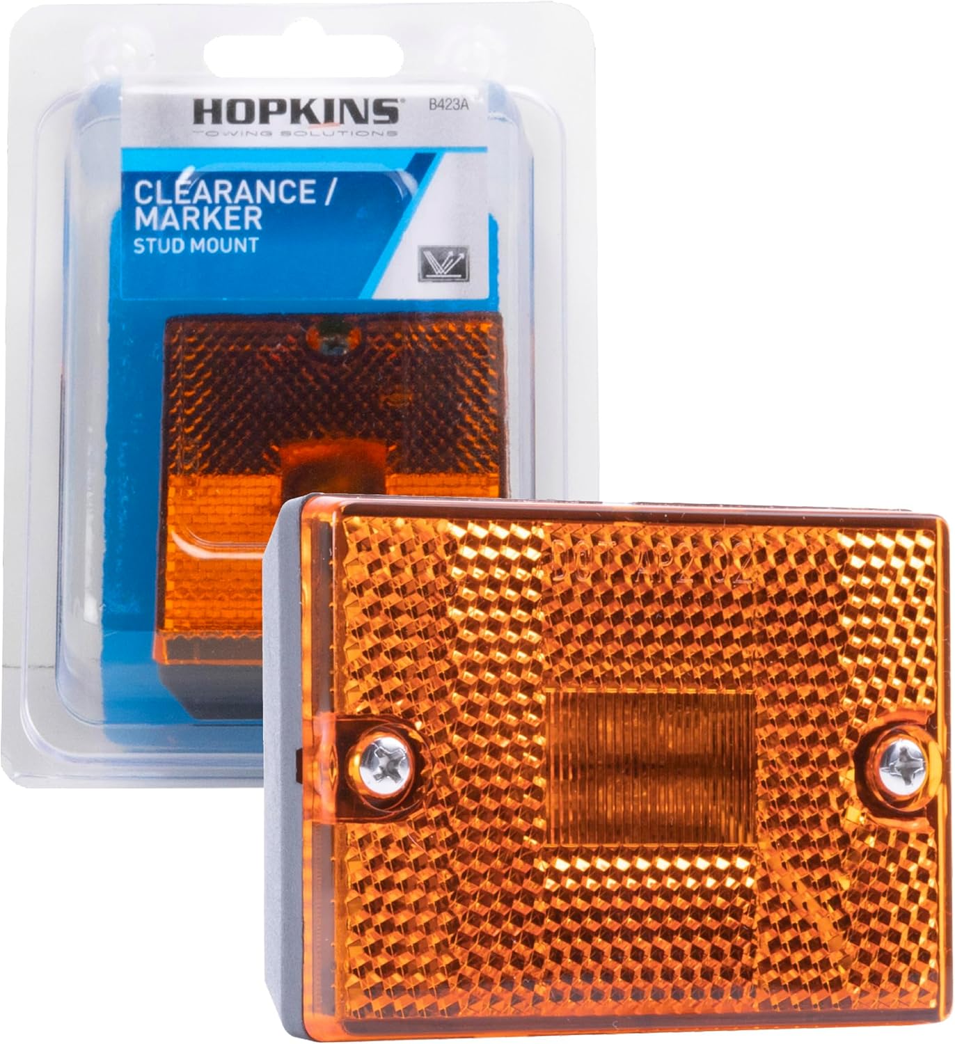 Blazer International B423A rectangular clearance light front view showcasing the amber reflex lens.