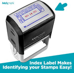 MaxMark rubber office stamp encased wheels detail