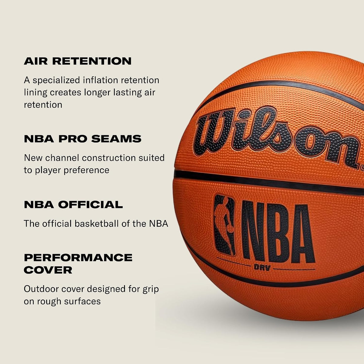 Wilson NBA DRV basketball channel and seam construction