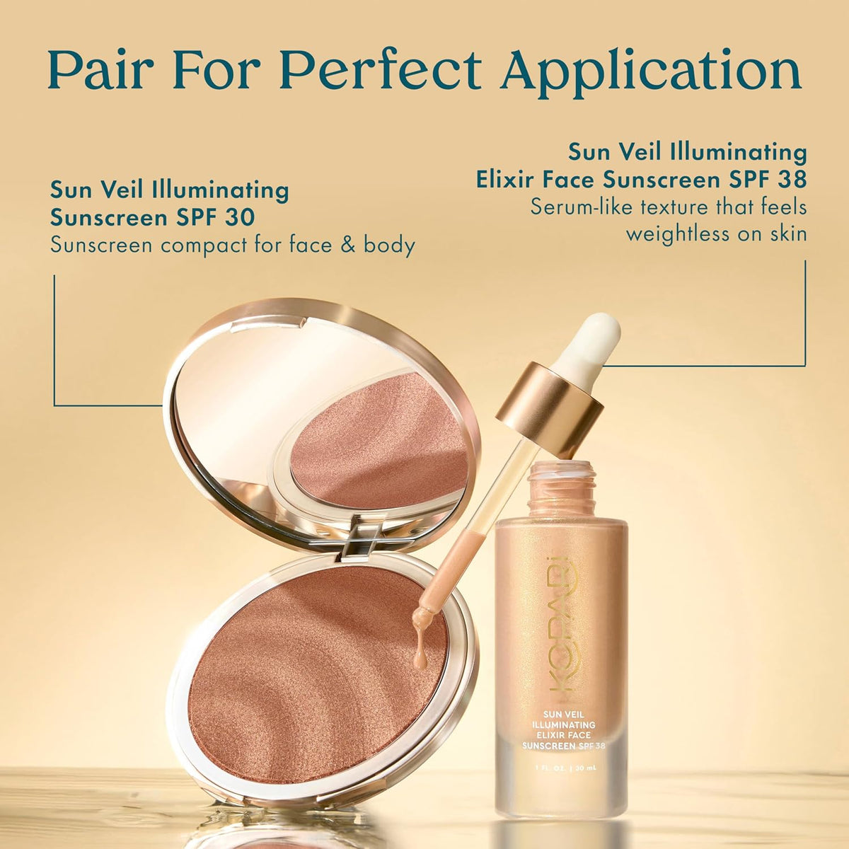 Kopari Sun Veil Illuminating Elixir Face Sunscreen lifestyle shot with natural lighting