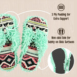 Lazy One women slippers mint green fringe close-up