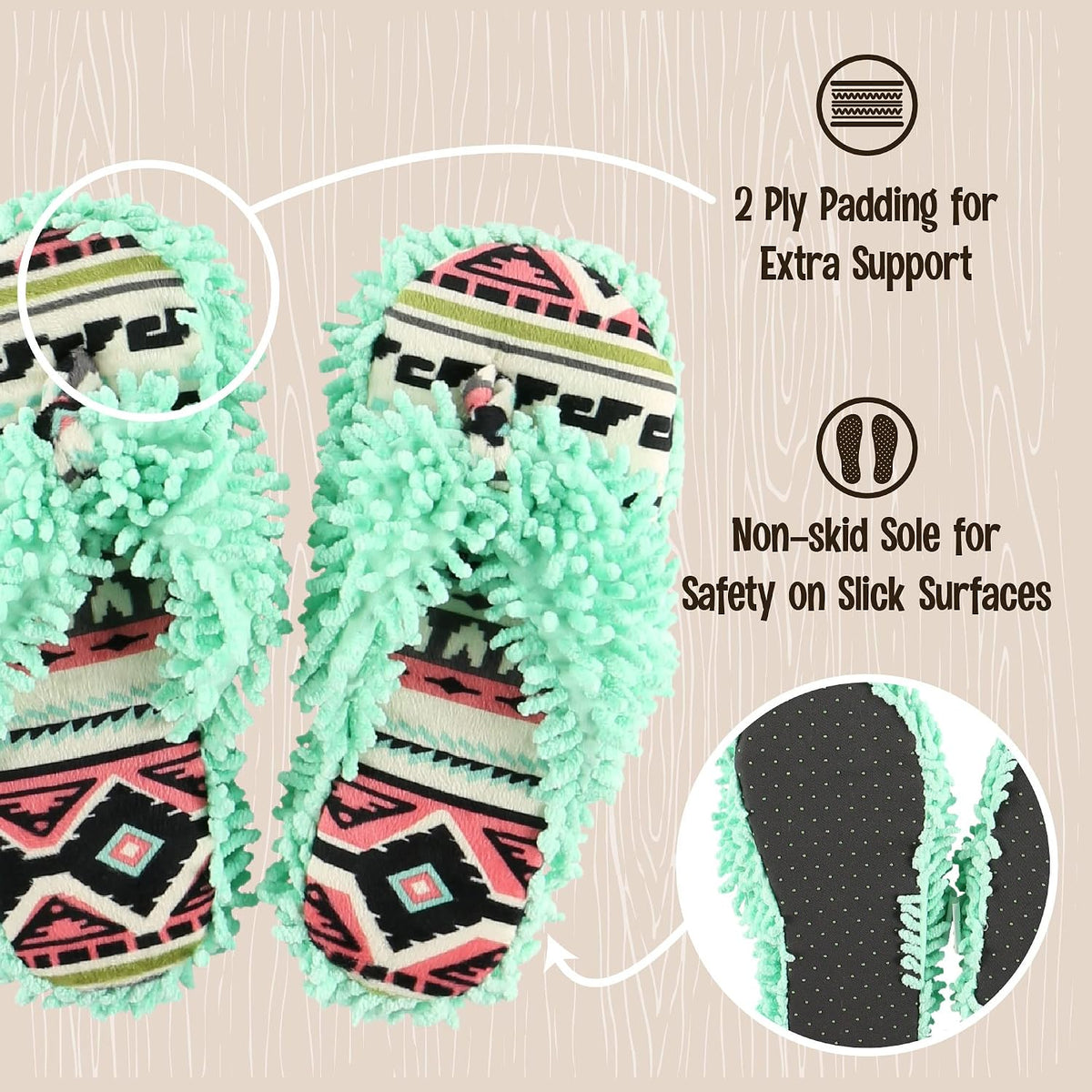 Lazy One women slippers mint green fringe close-up