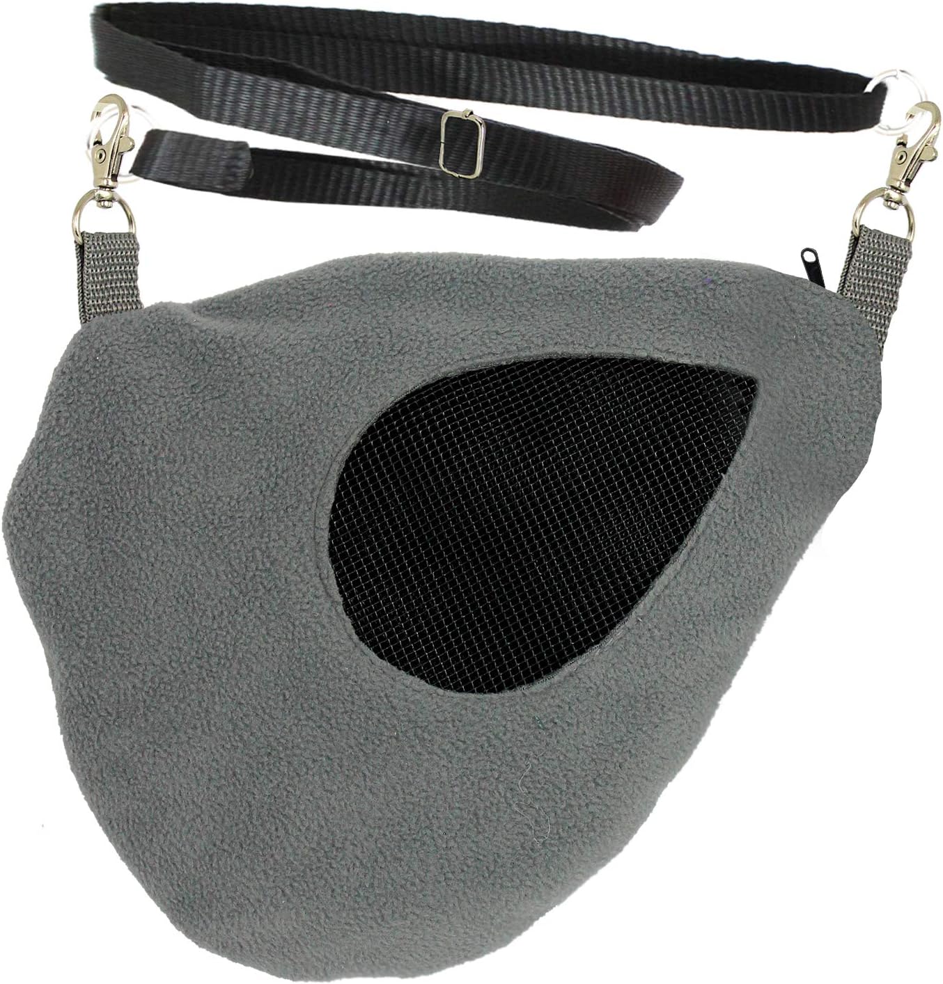 Exotic Nutrition Teardrop Carry Pouch (Grey) - Small Animal Fleece Bonding Pouch - for Sugar Gliders, Hamsters, Gerbils, Mice, Degus & Other Small Pets - Image 1