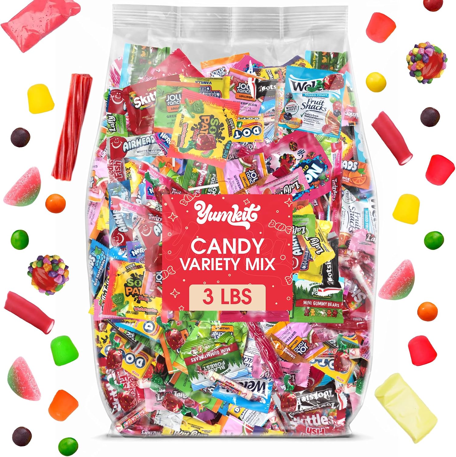 Yumkit bulk candy variety pack front view containing assorted wrapped sweets