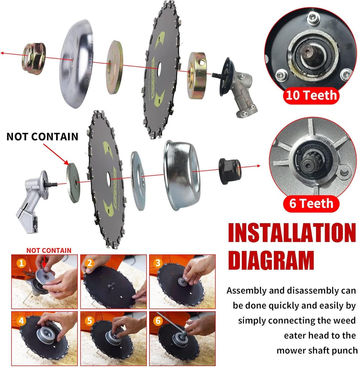 Included universal adapter kits and maintenance tools for trimmer installation