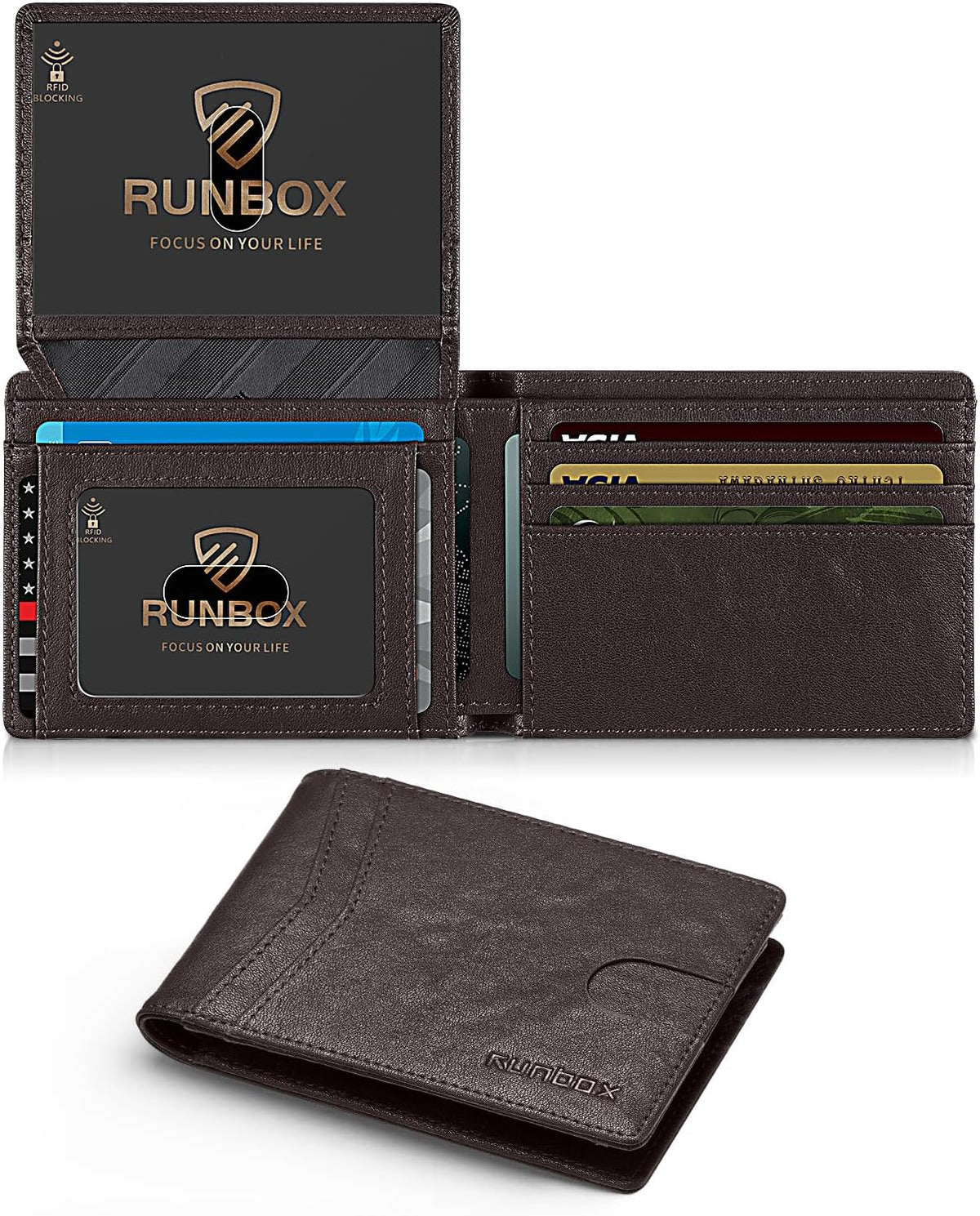 RUNBOX Wallet for Men -Slim Rfid Leather Mens Bifold Novelty Wallets 2 ID Window With Gift Box Men's Accessories | Minimalist Front Pocket Design, Holds 15 Cards, Large Capacity with Cash Pocket,Compact and Thin, Birthday Gifts for Men - Image 14