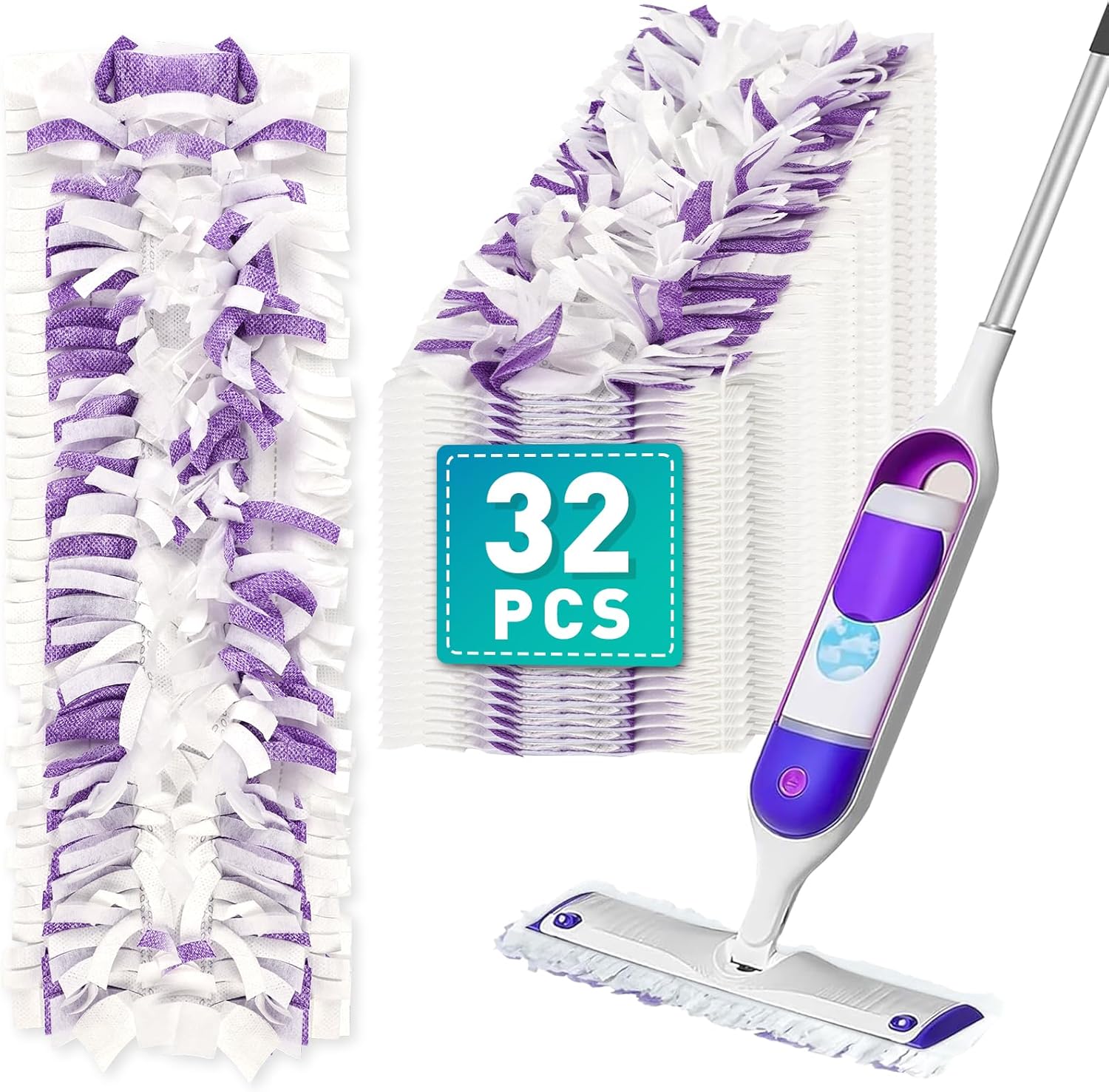ZMZPA Power Mop Pads front view showing thirty two disposable refills pack.