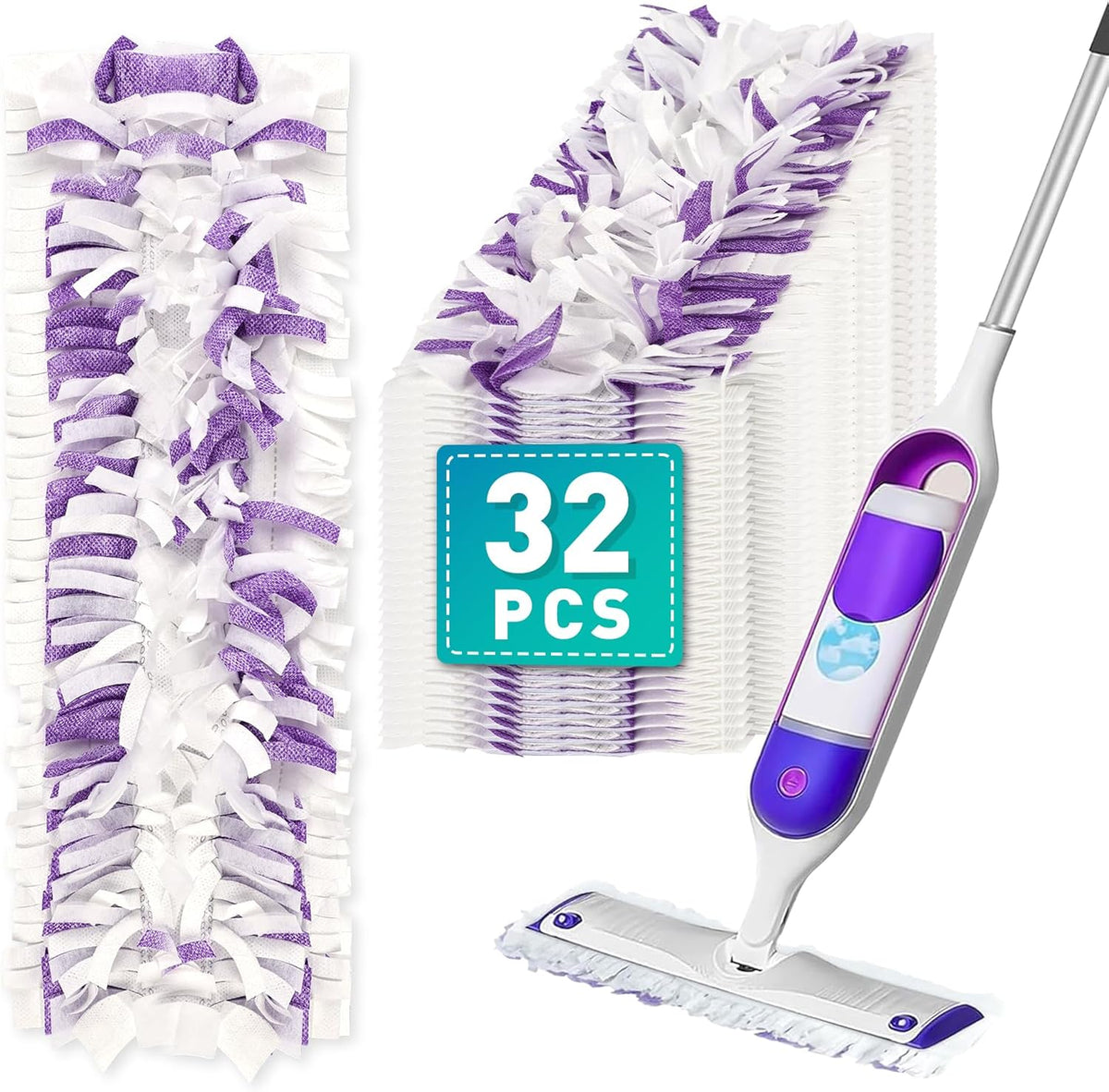 ZMZPA Power Mop Pads front view showing thirty two disposable refills pack.