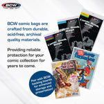 Crystal clear comic bag holding a comic book