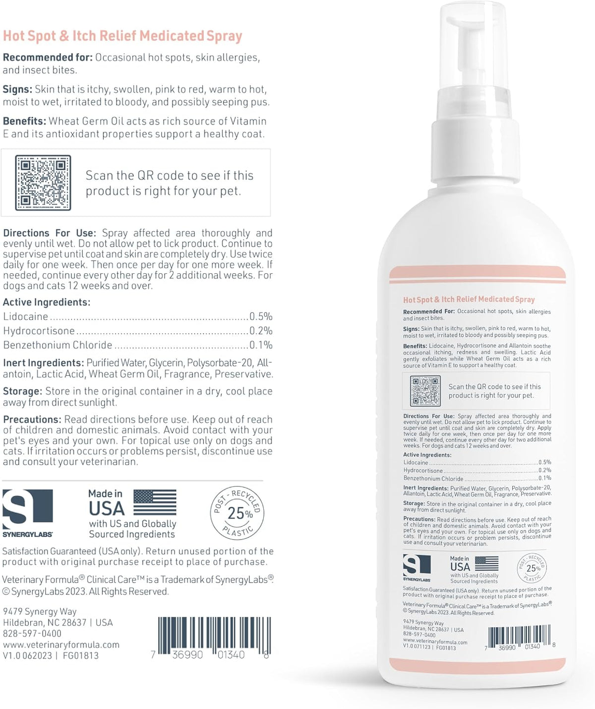 SynergyLabs Veterinary Formula clinical care line topical pet healing spray bottle packaging