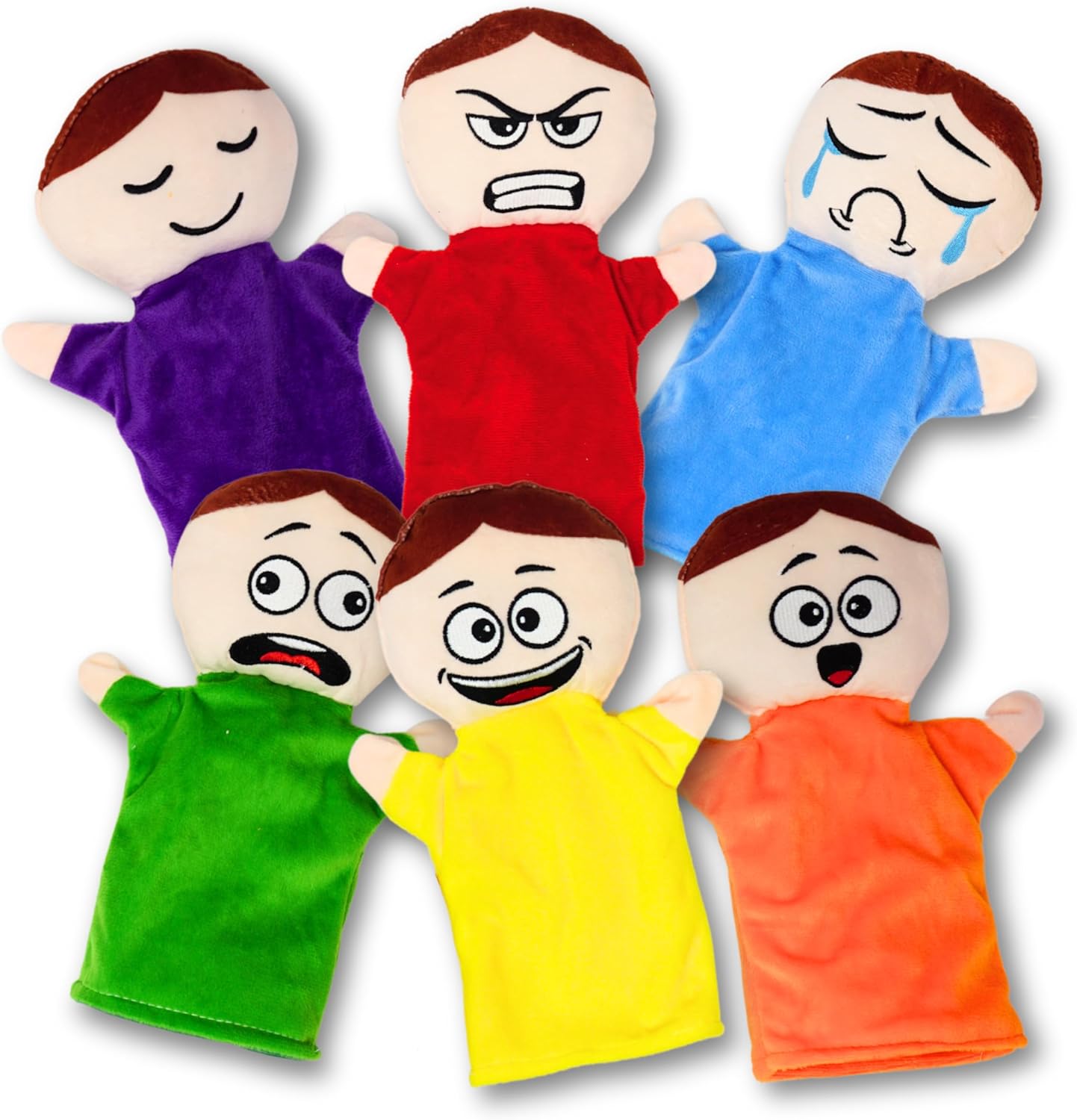 4E's Novelty feeling hand puppets set of 6 front view