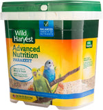 Wild Harvest 4.5 pound bag for parakeets showing feeding instructions