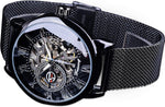 Forsining mechanical skeleton watch crown and case back