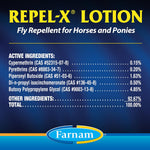 Farnam Repel-X horse spot treatment lotion back label showing active ingredients