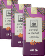 Endangered Species Chocolate Sea Salt and Almonds three ounce bar on a rustic dark background