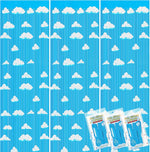 XunYee blue sky white clouds birthday party supplies three pack front view backdrop decoration
