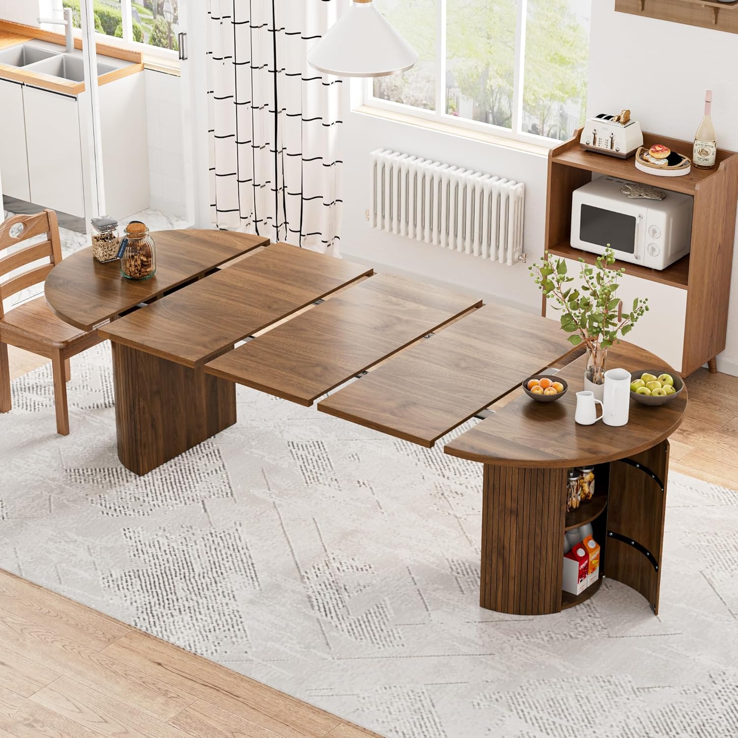 Xyulmeo extendable dining table front view in compact round setup