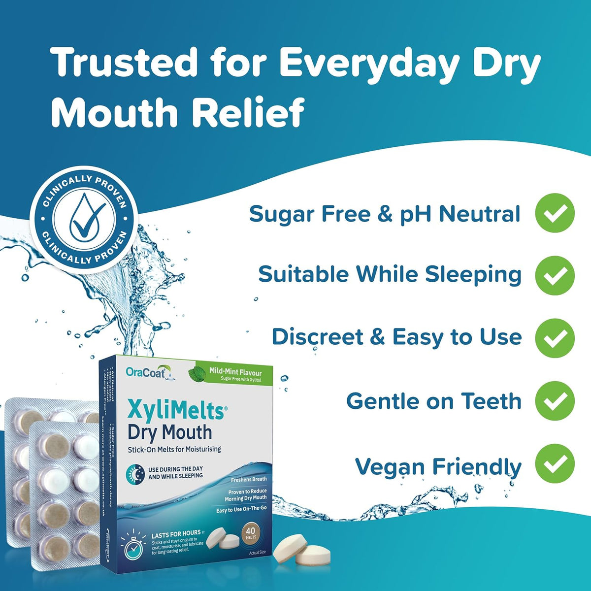 XyliMelts dry mouth tablets blister pack layout