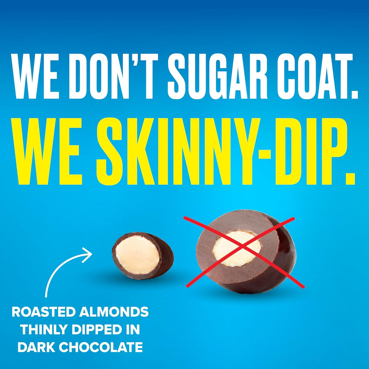 SkinnyDipped healthy nut snacks array showcasing the thin chocolate coating texture