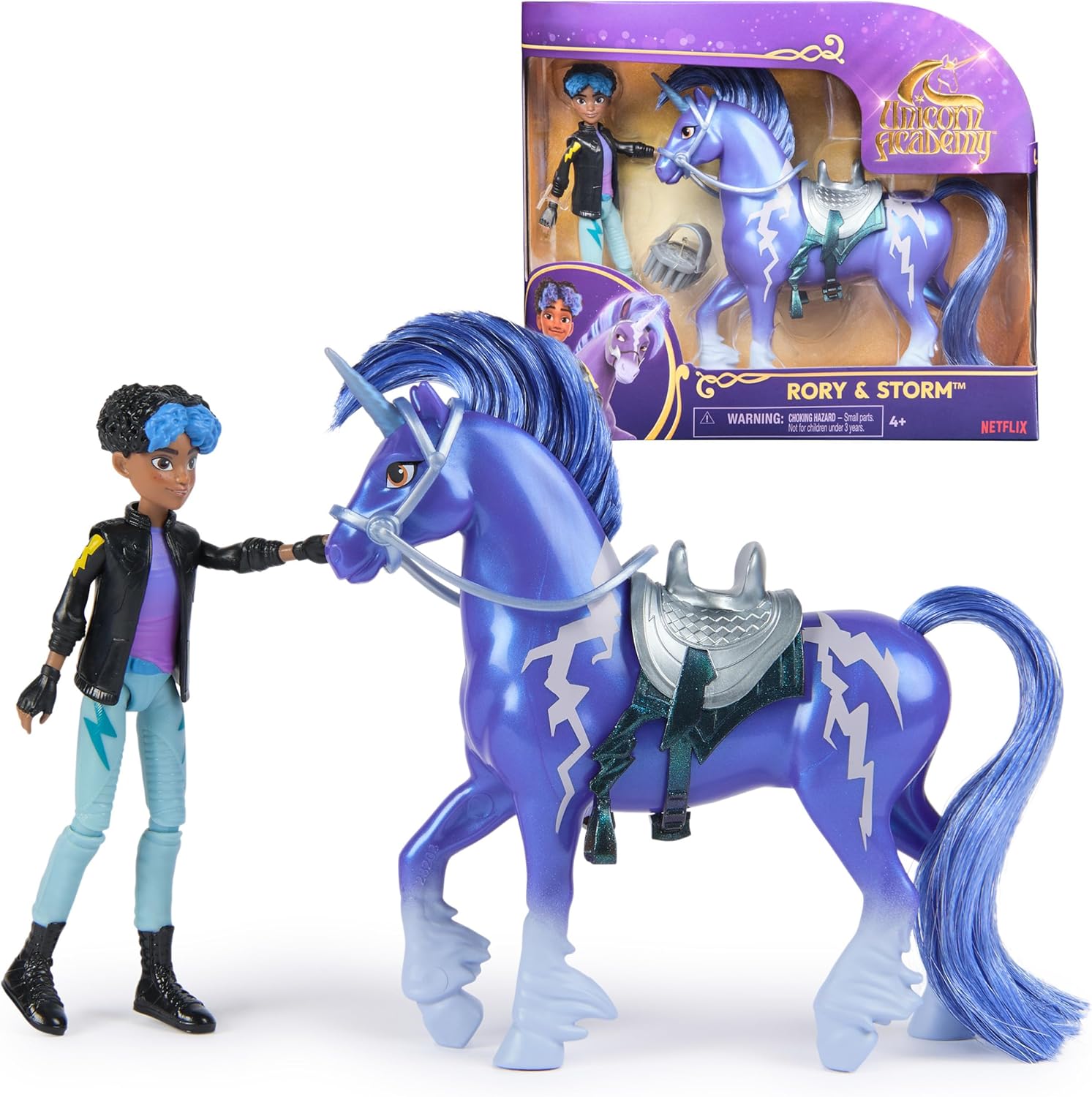 Unicorn Academy Rory and Storm Doll Set front packaging view showing figures and styling tool.