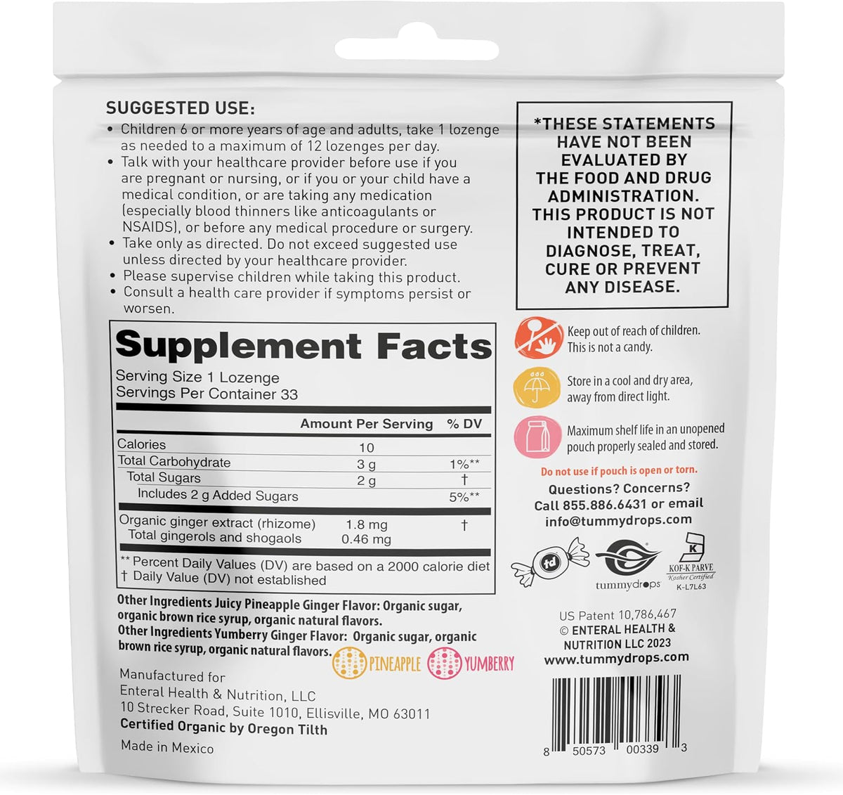 Tummydrops digestive health lozenges bag being opened showing the variety mix inside