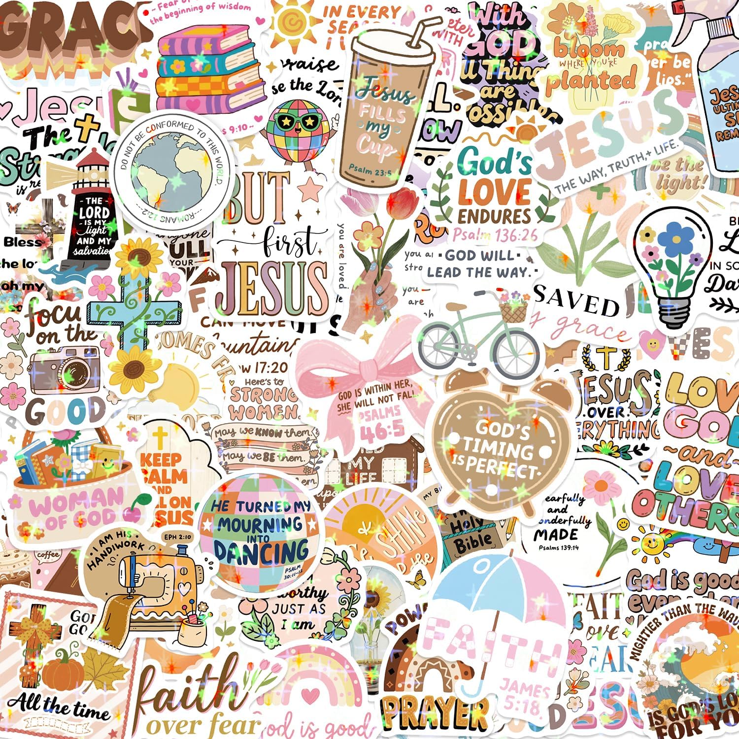 Looaefx 120 Pcs Christian Bible Verse Stickers front view