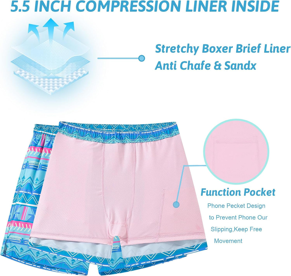Cozople men's swimwear folded flat showing overall design