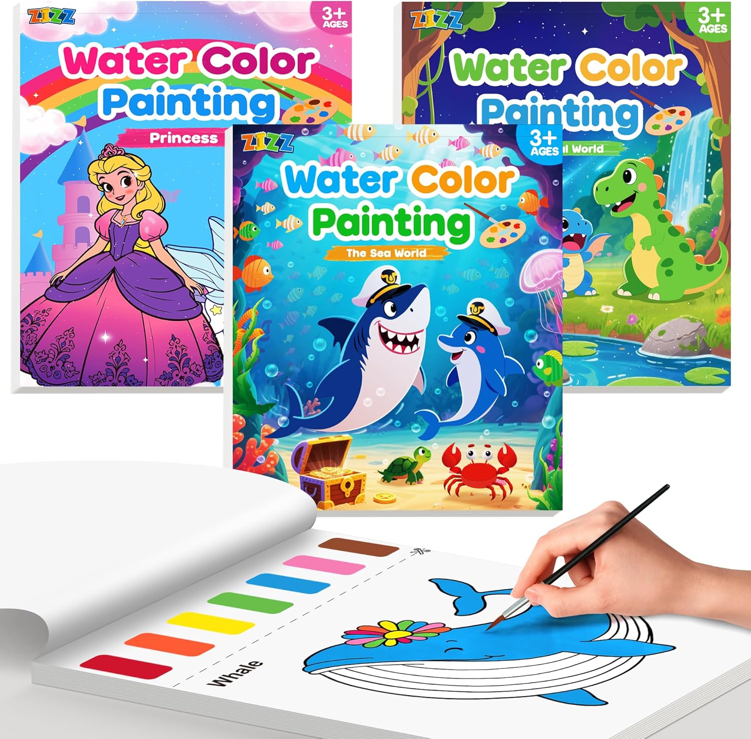 Zizz Paint With Water Coloring Books 3 Pack front view