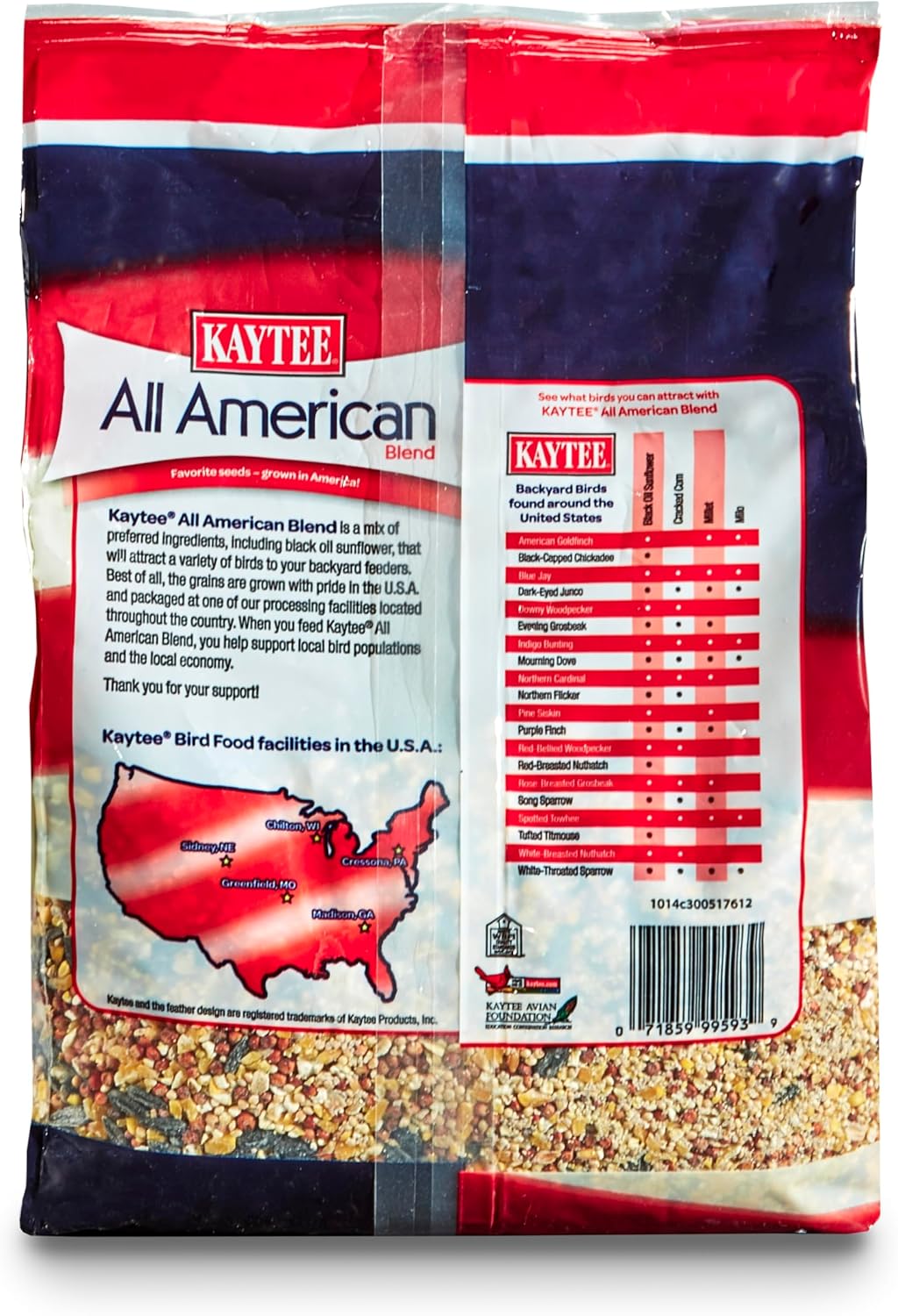 Kaytee bird food 5 pound bag in a garden setting