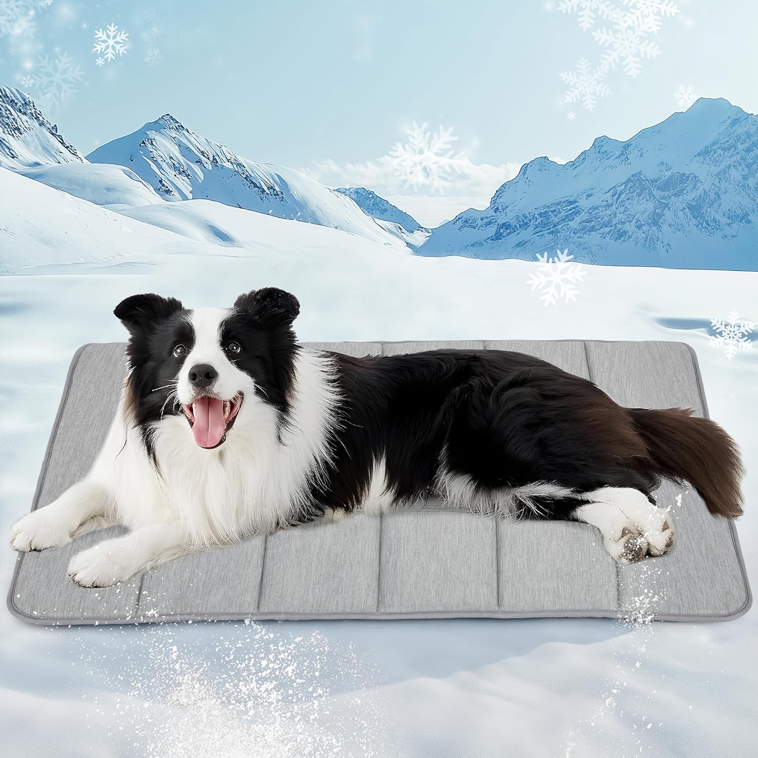 Zakapaws orthopedic dog cooling mat front view showing premium grey fabric texture