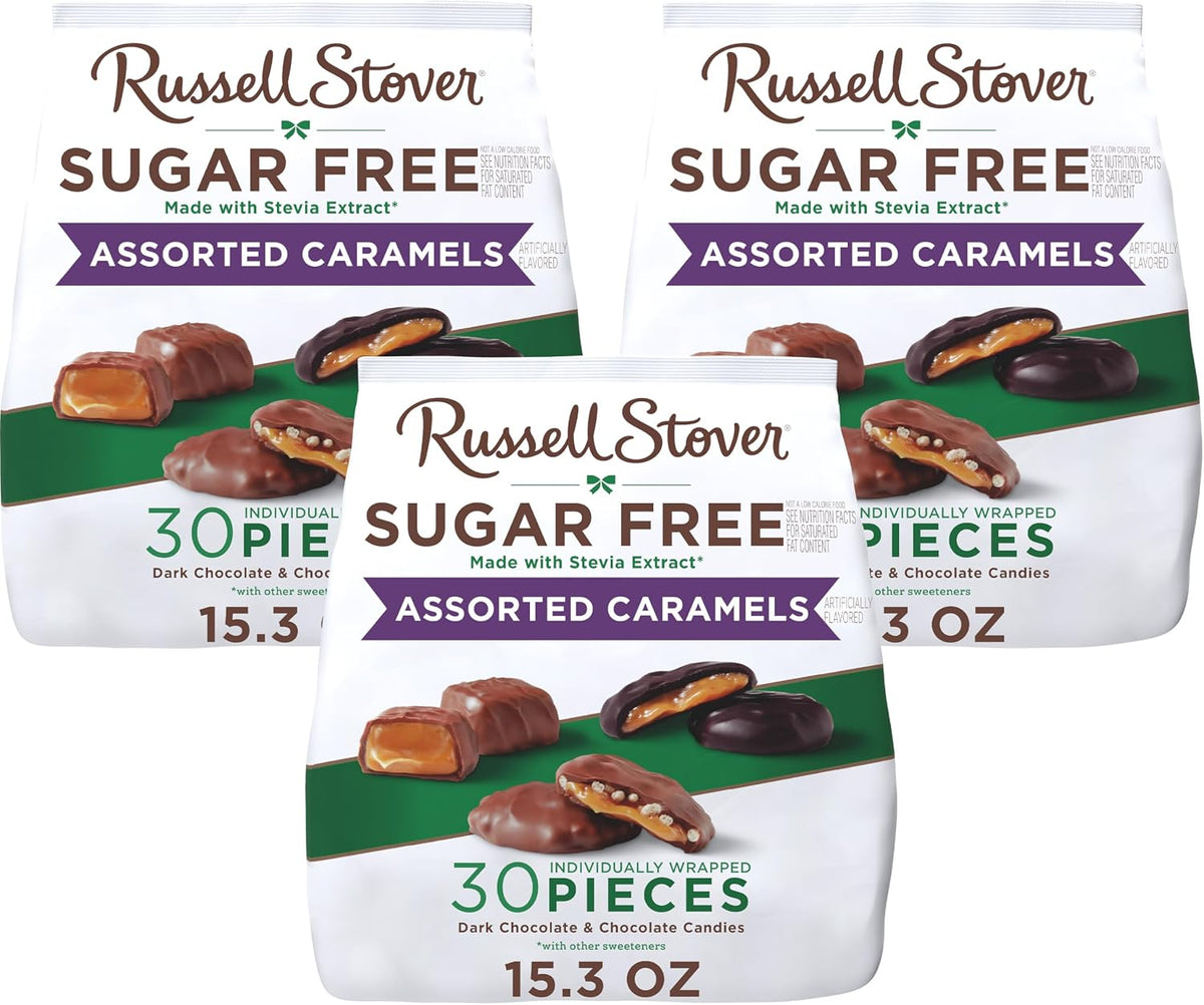 RUSSELL STOVER Sugar Free Assorted Caramel Chocolate Candy, 15.3 oz. bag | ZERO SUGAR, STEVIA EXTRACT, DESSERT, SNACKING, ASSORTED CHOCOLATE, ASSORTED FLAVORS - Image 11