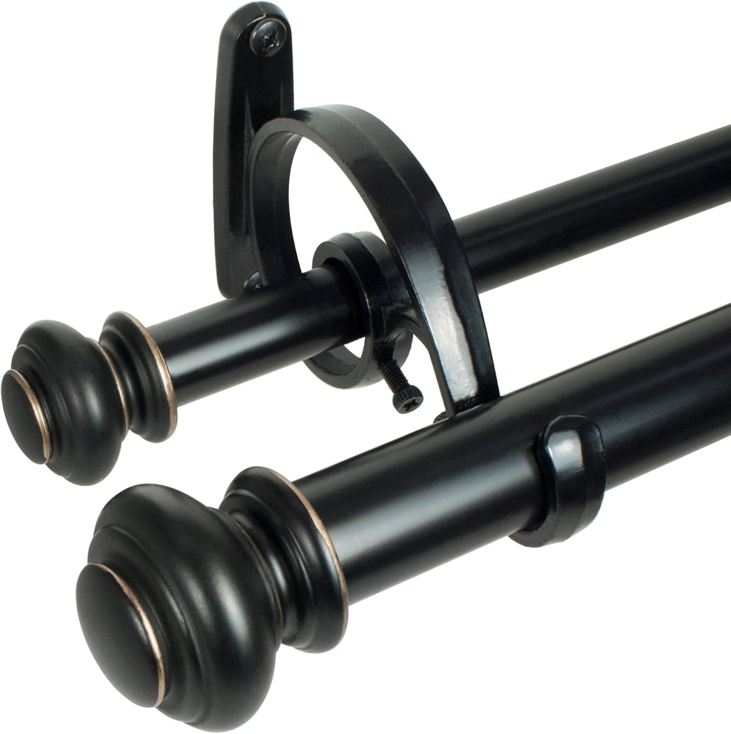 Decopolitan Urn Telescoping Double Drapery Rod Set, 72-144", Antique Bronze - Image 1