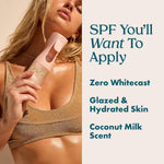 Kopari Rose Gold Sunglaze body mist spray pump nozzle close-up