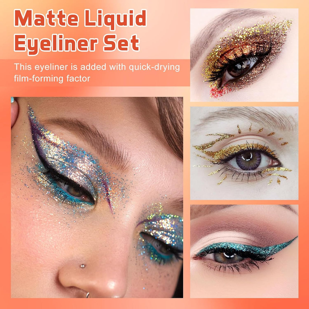 Spdoo metallic shimmer eyeshadow and eyeliner swatch view