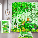 Lutto St Patricks Day shower curtain front view featuring green truck design