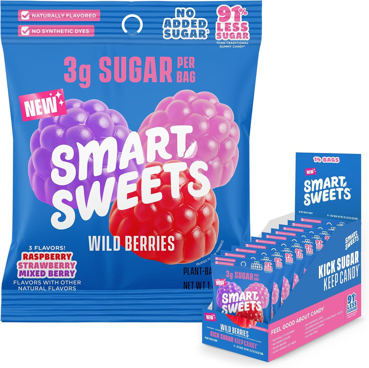 SmartSweets Variety Pack, Gluten Free Gummies, Plant Based Snacks for Adults & Kids, Chewy Candy, Low Sugar, Includes Sweet Fish, Sourmelon Bites, Peach Rings & Sour Blast Buddies, 50g Bags, 8 Pack - Image 10
