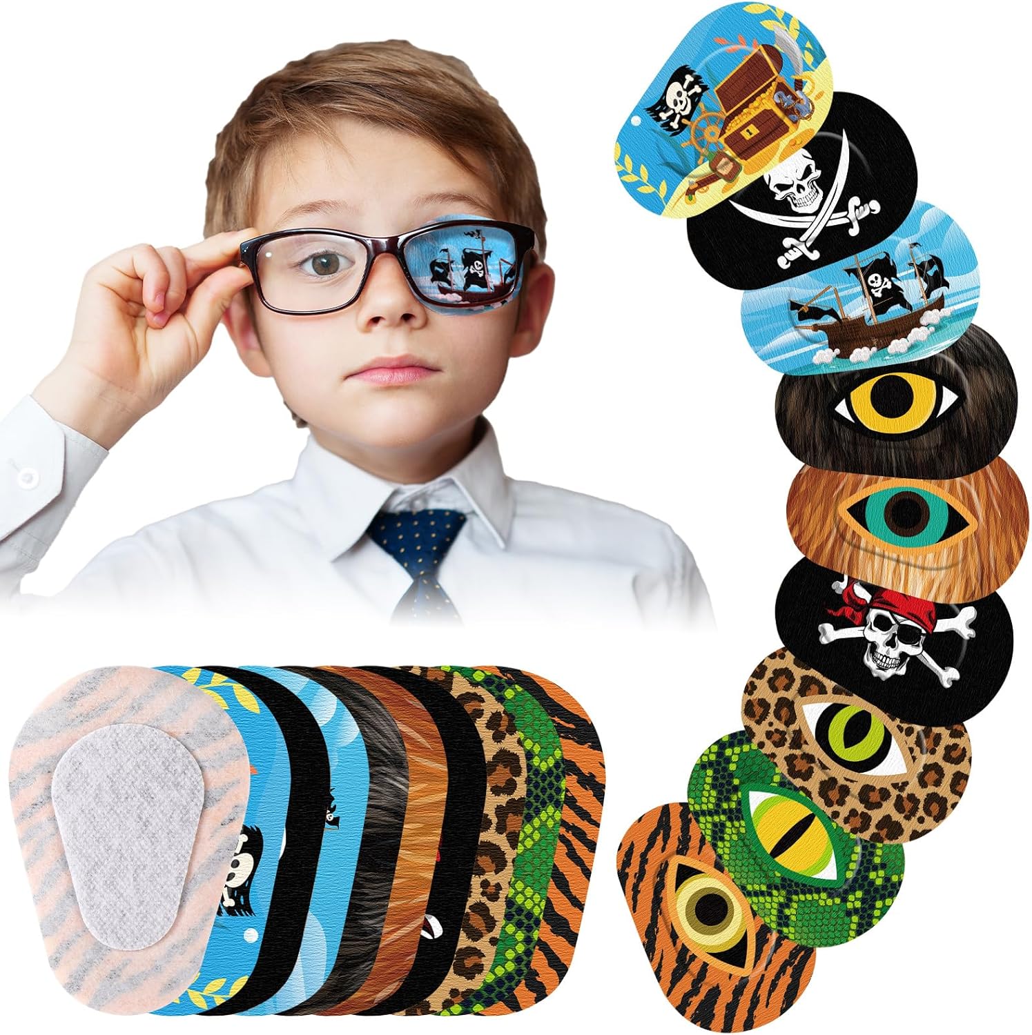 Panelee adhesive eye patches for kids front view showing variety pack