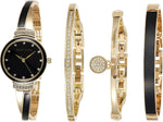 Anne Klein women watch front view of crystal accented bangle set