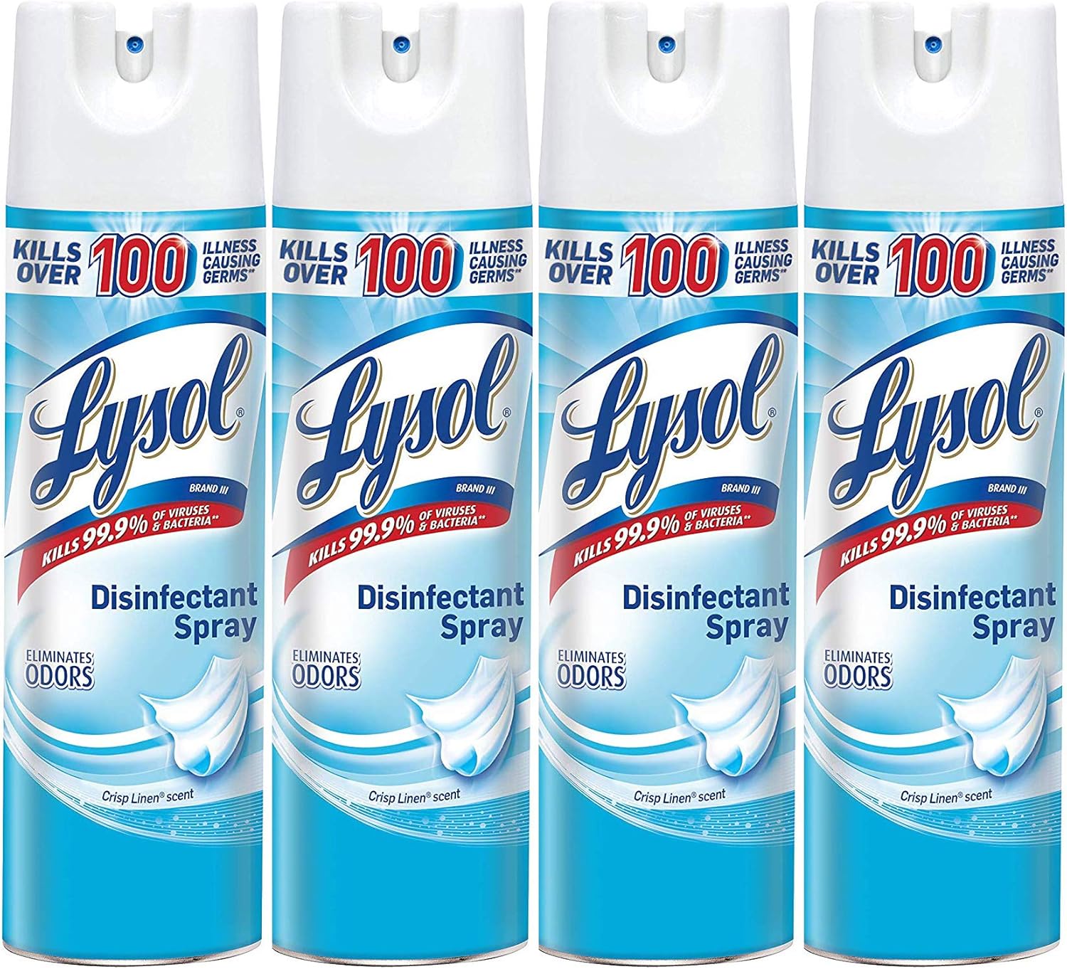 Lysol Disinfectant Spray, Sanitizing and Antibacterial Spray, For Disinfecting and Deodorizing, Crisp Linen, 19 fl oz (Pack of 4) - Image 1