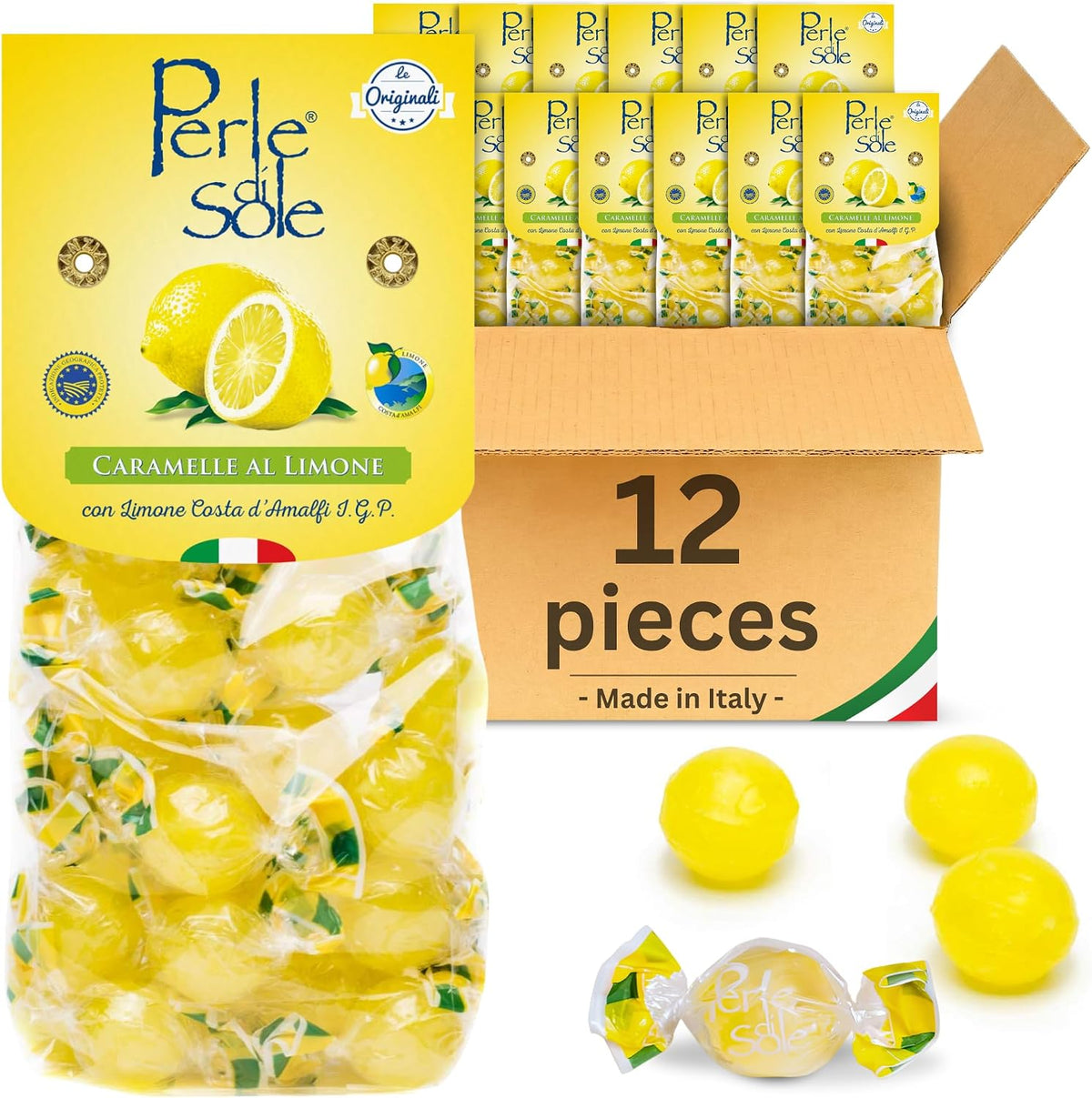 Perle di Sole Italian Lemon Drops Hard Candy Individually Wrapped (7.05 oz) Made with Essential Oils of Amalfi Coast P.G.I. Lemon - Italian Imported Gifts From Italy - Image 10