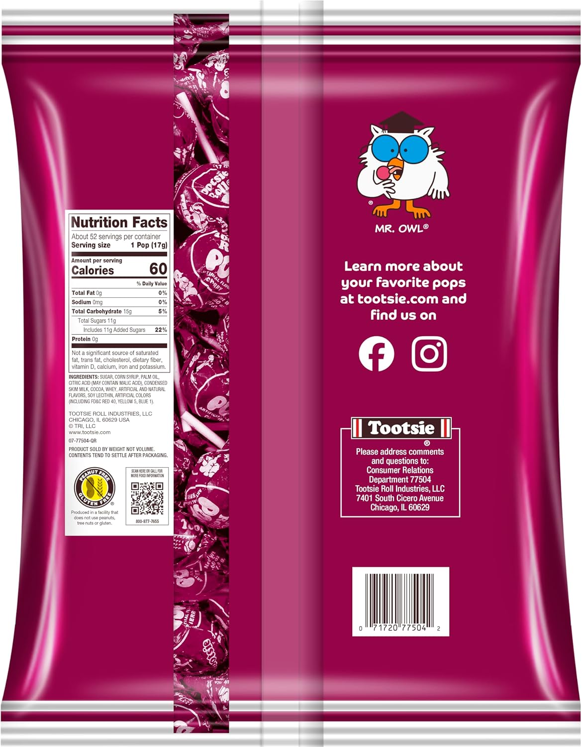 Individually wrapped raspberry Tootsie Pops spread out from the bulk fifty count packaging.