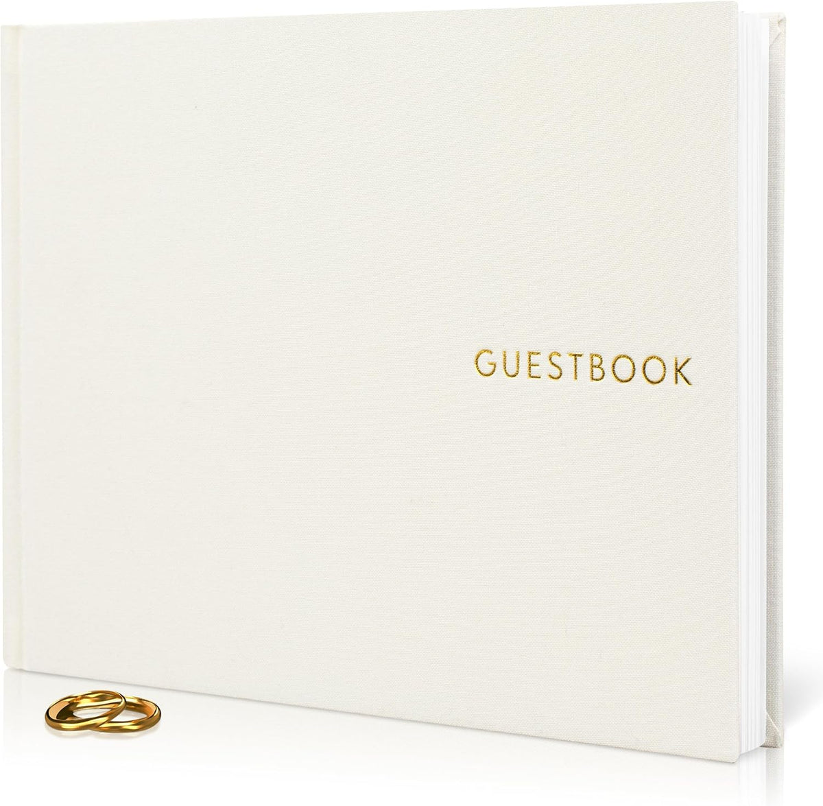 Zicoto linen wedding guest book beige cover front view
