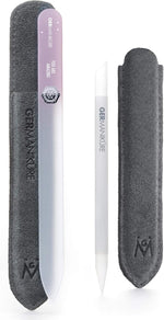 GERMANIKURE Crystal Glass Cuticle Stick & White Nail File Set in Suede Sleeves - Handmade in Czech Republic - Professional Manicure Supplies - Cuticle Pusher, Callus Remover - Ideal Nail Care Gift - Image 11