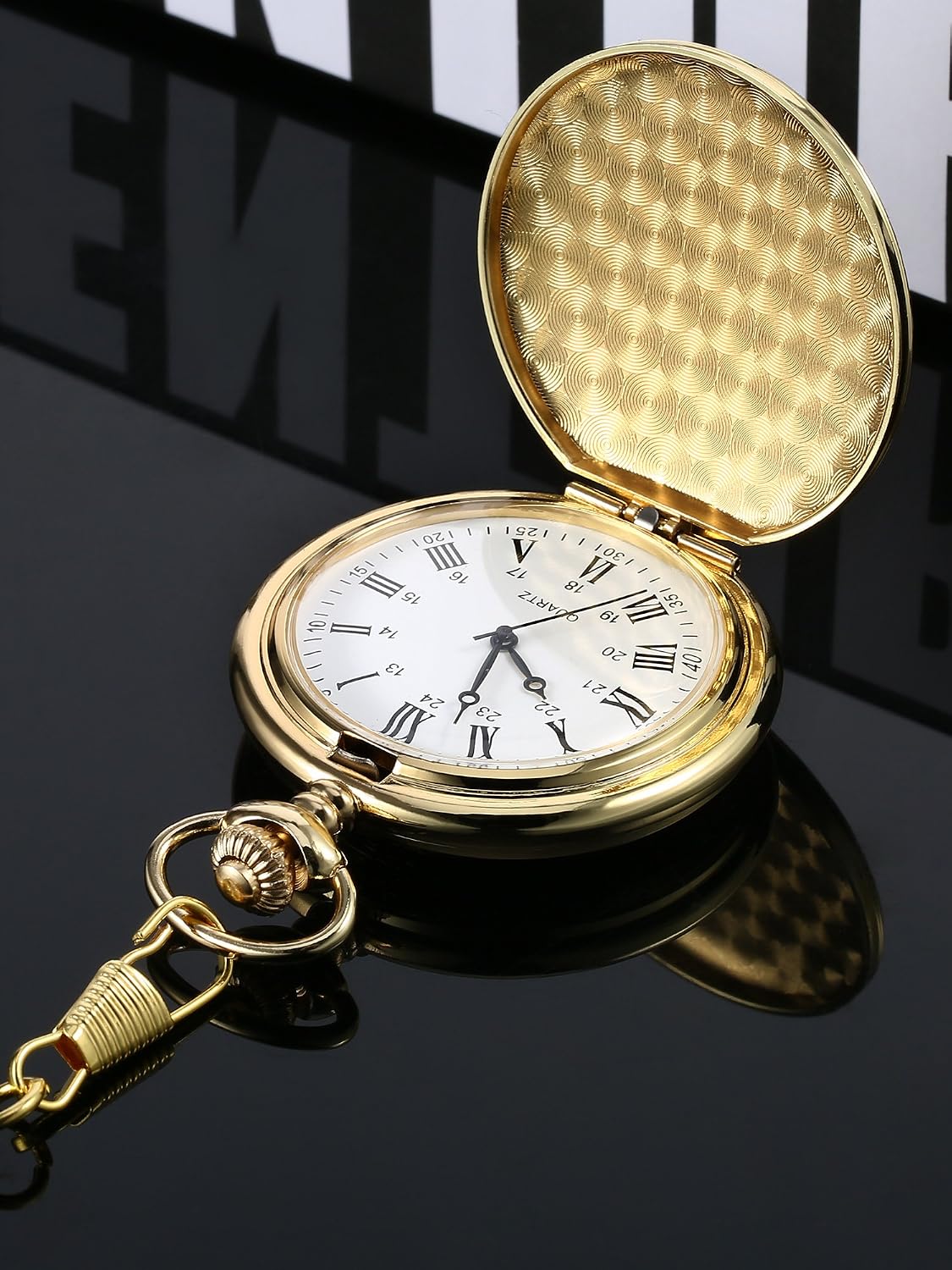 Pangda men quartz pocket watch paired with matching alloy chain