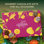 Close up view of authentic Godiva signature chocolate truffles showcasing detailed artisanal textures