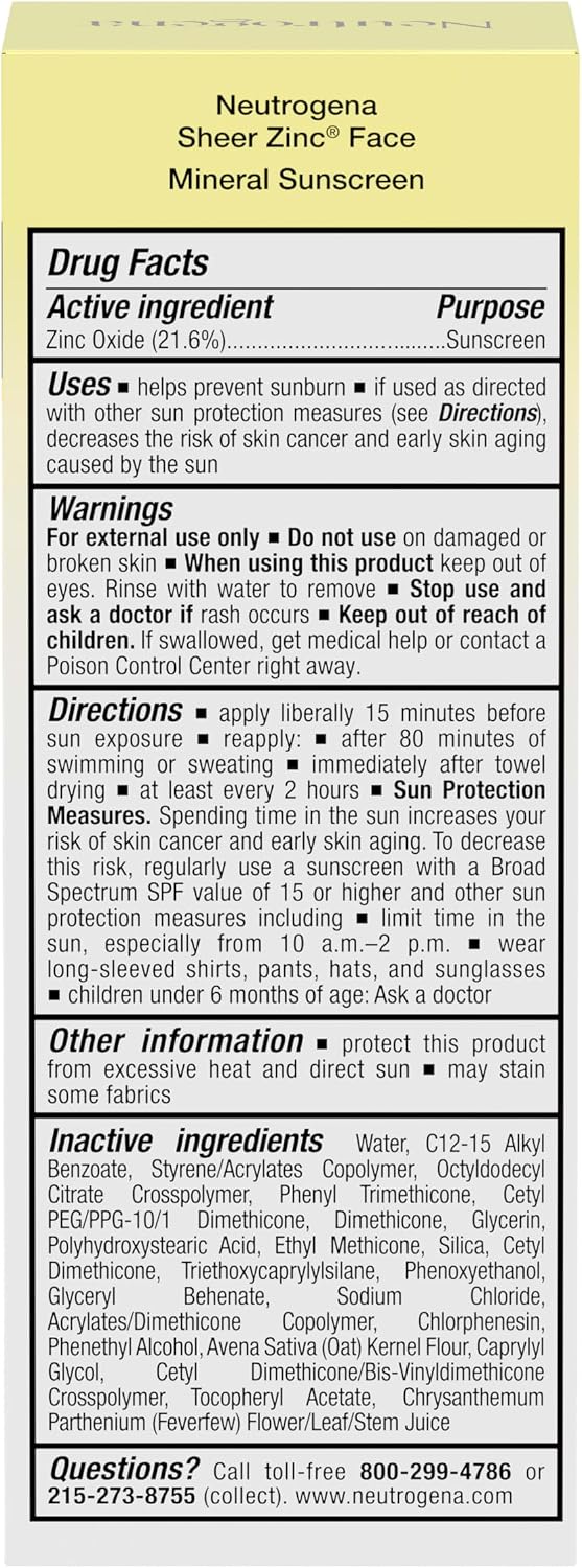 Neutrogena Sheer Zinc Oxide Dry-Touch Face Sunscreen with Broad Spectrum SPF 50, Oil-Free, Non-Comedogenic & Non-Greasy Mineral Sunscreen, 2 fl. oz - Image 9