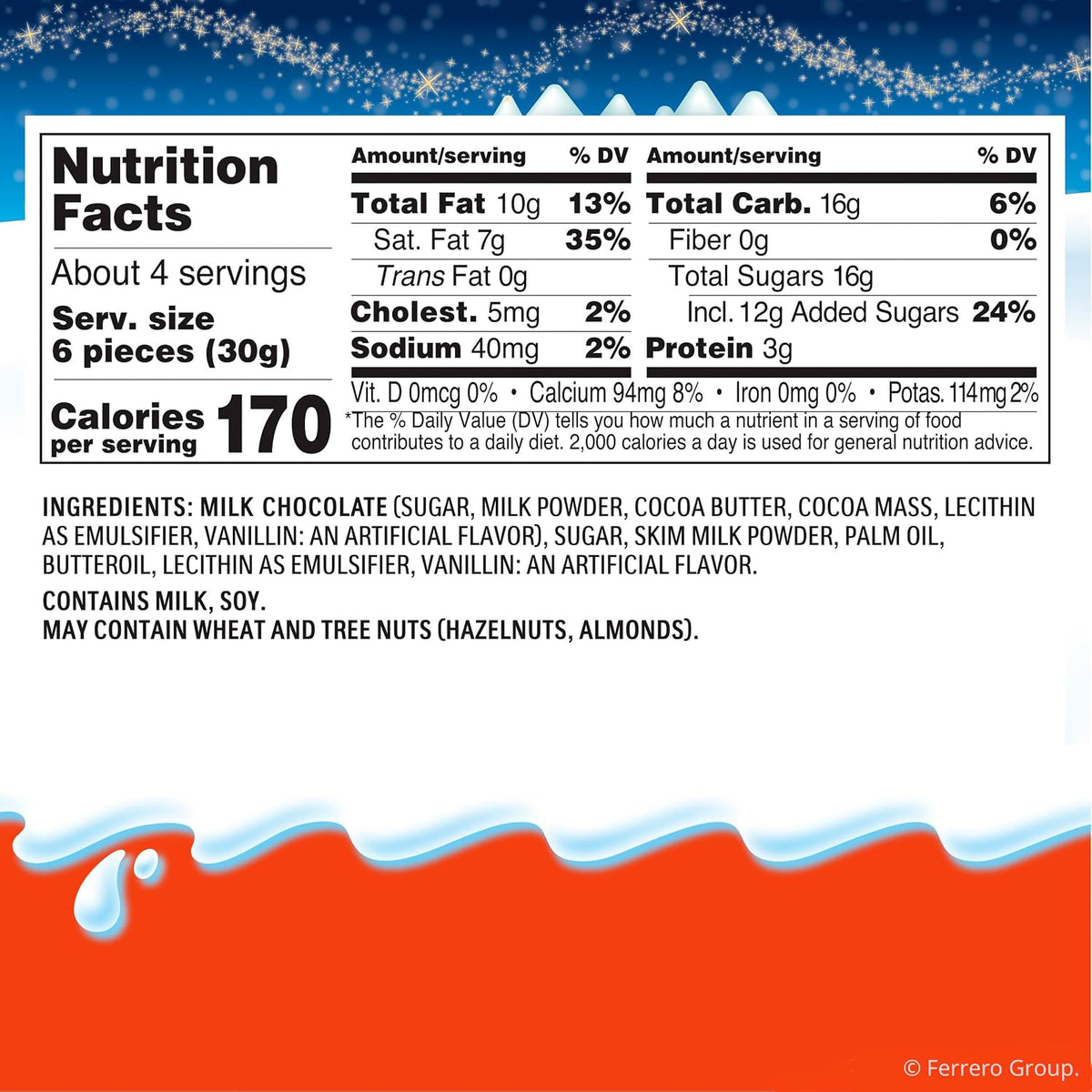 Kinder holiday countdown calendar side profile highlighting the two pack gift box design