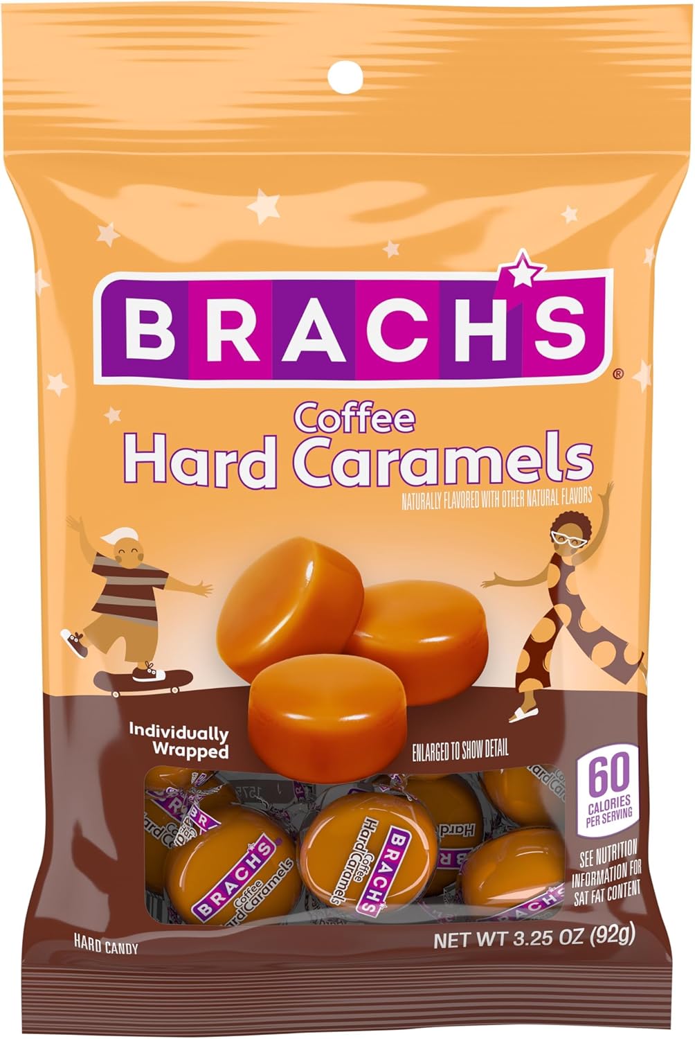 Rear view of Brach's Nips 3.25 Ounce candy bag showing ingredients