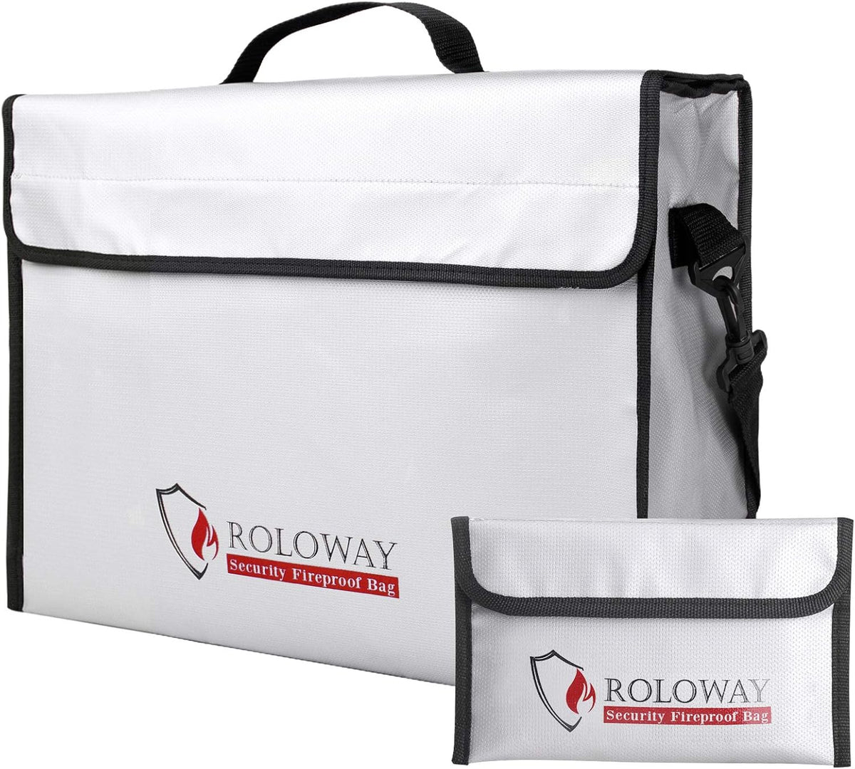 Roloway fireproof document bag front view with silicone coating.