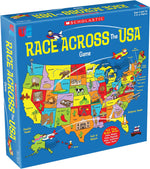 University Games Scholastic Race Across the USA colorful US map game board setup